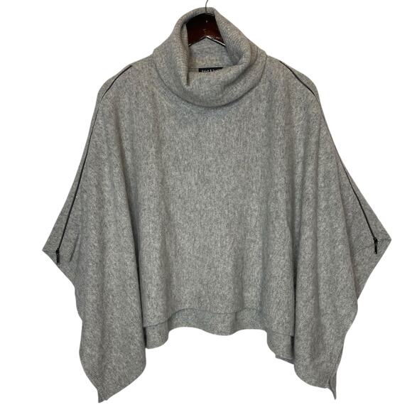 Knyt & Lynk Cashmere Grey Turtleneck Poncho with Zip Shoulder size XS/S - Picture 1 of 6